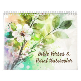 Calendário Versos bíblias e Aquarelas Florais Cristãos