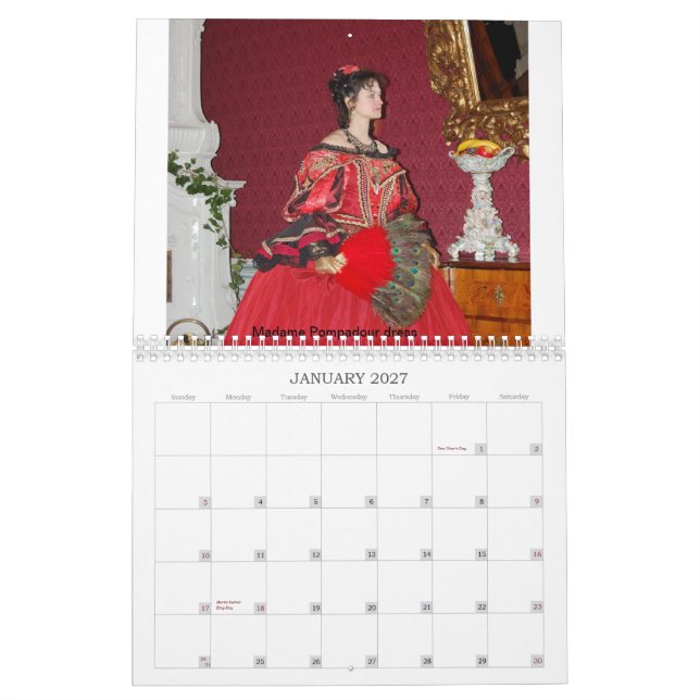 Calendário vestido senhora de pompadour (Jan 2027)