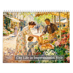 Calendário Vida Urbana em Estilo Impressionista