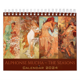 Calendário Vintage Alphonse Mucha As Estações Art Nouveau