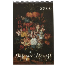 Calendário Vintage Barroco de Arte Fina, Flores de Vida Estát