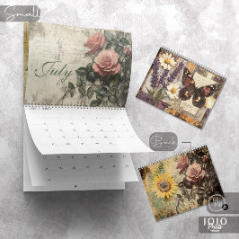 Calendário Vintage Floral Borboleta