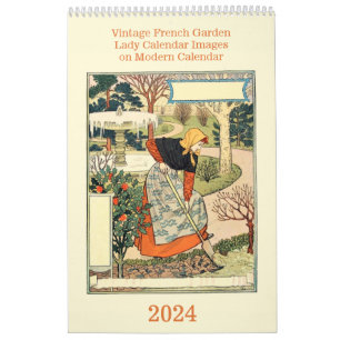 Calendário Vintage French Garden Lady Modern