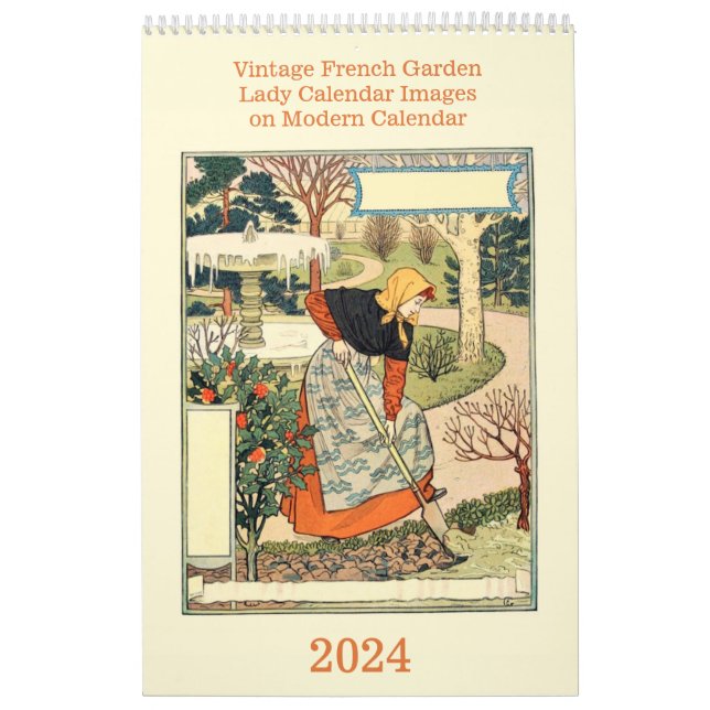 Calendário Vintage French Garden Lady Modern (Capa)