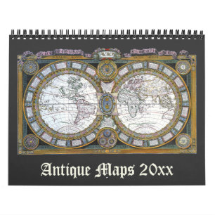 Calendário Vintage Illustration Antique World Maps
