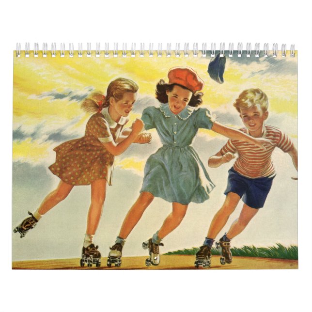 Calendário Vintage Illustration Children (Capa)