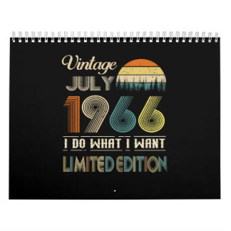 Calendário Vintage Julho De 1966 What I want Limited Edition
