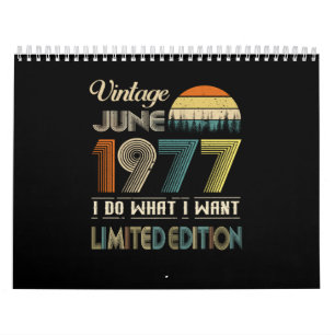 Calendário Vintage June 1977 What I want Limited Edition