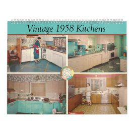 Calendário Vintage Kitchens de 1958 - Decor clássico de 1950