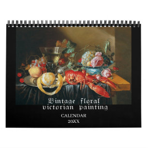 Calendário Vintage Vitoriana Flores de Arte Vintage