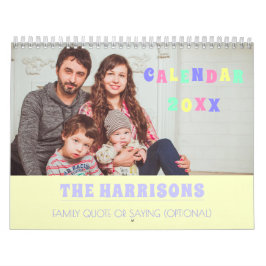 Calendário Vintagem de Fotos da Família Texto Personalizado C