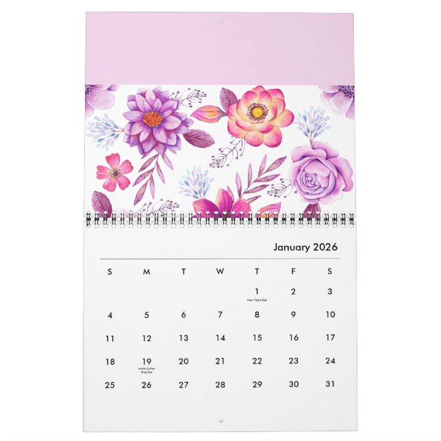 Calendário Violet rosa (Jan 2026)