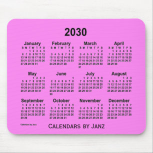 Calendário Violeta 2030 por Janz Mouse Pad