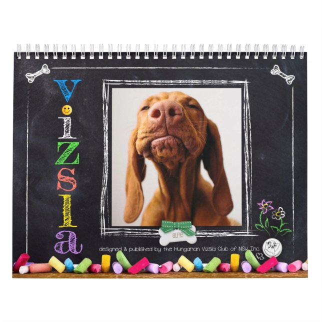 Calendário Vizsla Chalkboard (Capa)