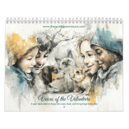 Calendário Voices of Animal Rescue Volunteers Watercolor Art