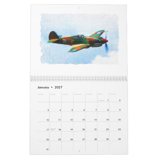 Calendário Warbirds da segunda guerra mundial (Jan 2027)