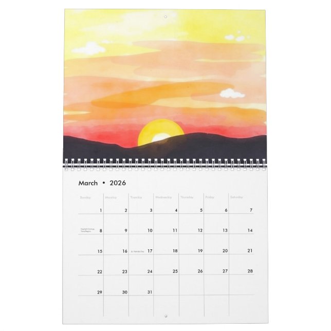 Calendário Watercolor 2025 Wall Calendar  (Mar 2026)