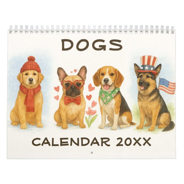 Calendário Watercolor Dog Calendar (Capa)