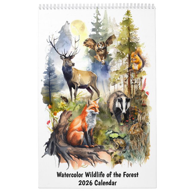 Calendário Watercolor Wildlife of the Forest – 2026 Calendar (Capa)