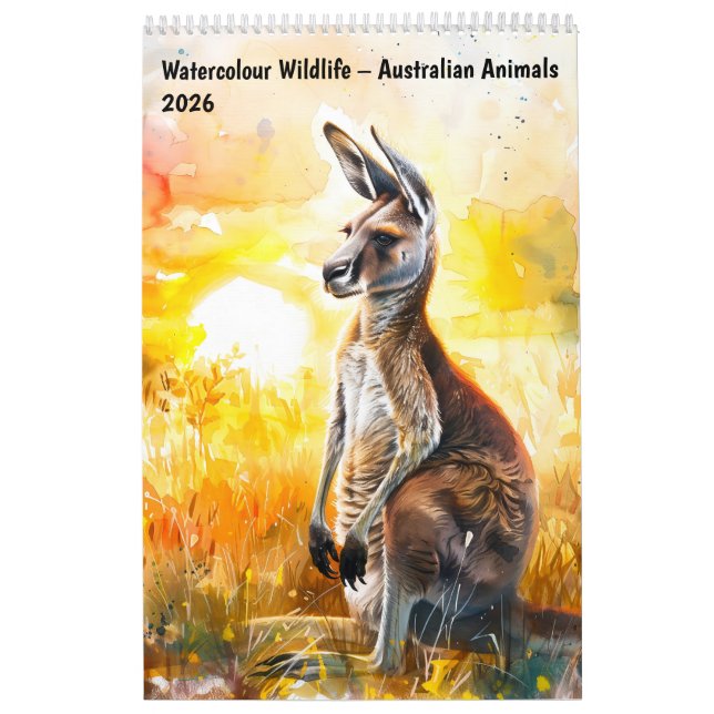 Calendário Watercolour Wildlife – Australian Animals 2026 (Capa)