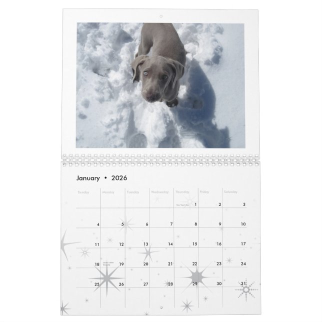 Calendário weimaraner 2012 (Jan 2026)