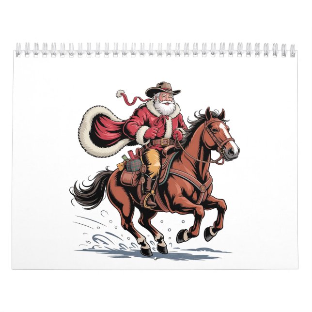 Calendário Western Riding Rodeo Horse Cowboy Santa Christmas (Capa)