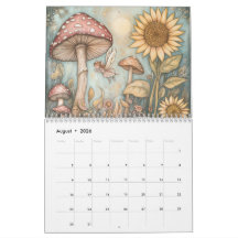 Calendário Whimsical Mushroom, Cogumelos