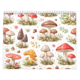 Calendário Whimsical Mushroom Pattern – Vintage Botanical