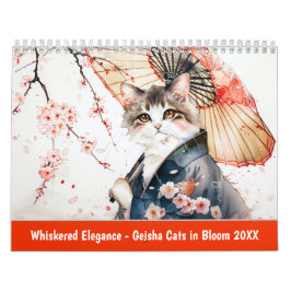 Calendário Whiskered Elegance – Geisha Cats in Bloom