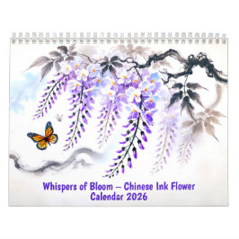 Calendário Whispers of Bloom Chinese Ink Flower Calendar 2026