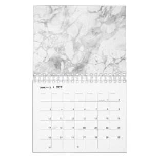 Calendário White Gray Marble Classic Elegant Beauty Glitz
