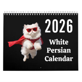 Calendário White Persian Cat Calendar