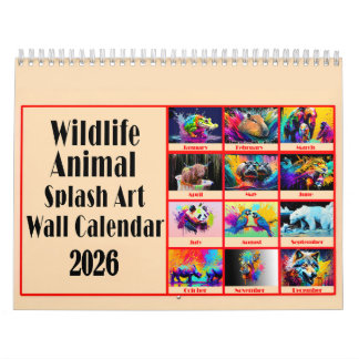 Calendário Wildlife Animal Lovers Colour Splash Art 2026