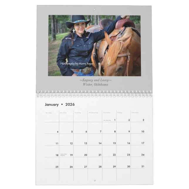 Calendário ~Women e seus cavalos de Oklahoma~ do sudeste (Jan 2026)