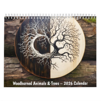 Calendário Woodburned Animals & Trees – 2026 Calendar