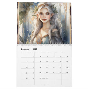 Calendário Woodland Fairy Vintage Art Nouveau Fantasy Fae