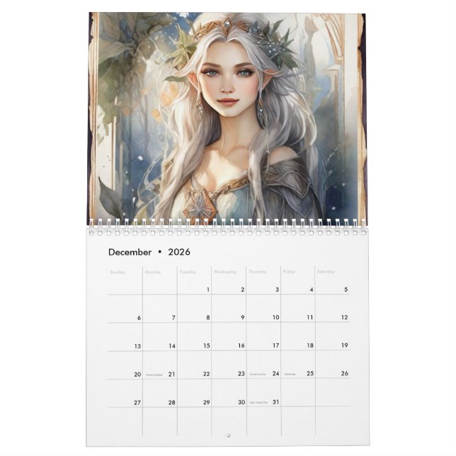 Calendário Woodland Fairy Vintage Art Nouveau Fantasy Fae (Dez 2026)