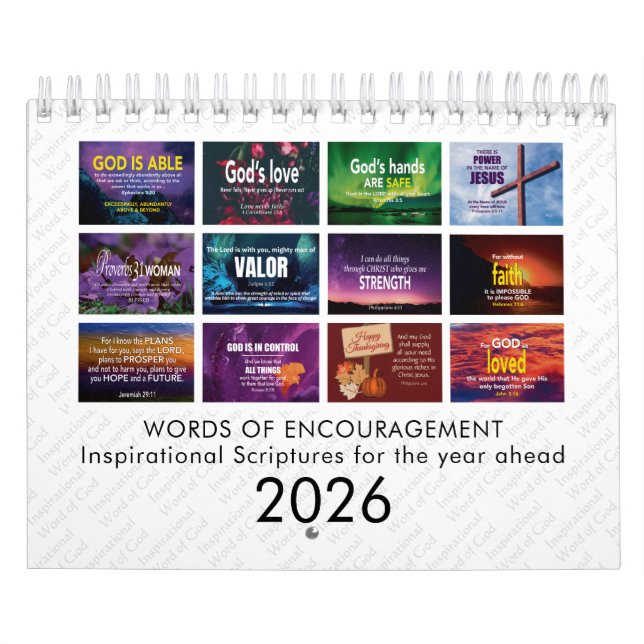 Calendário WORDS OF ENCOURAGEMENT Bible Verses Custom 2026 (Capa)