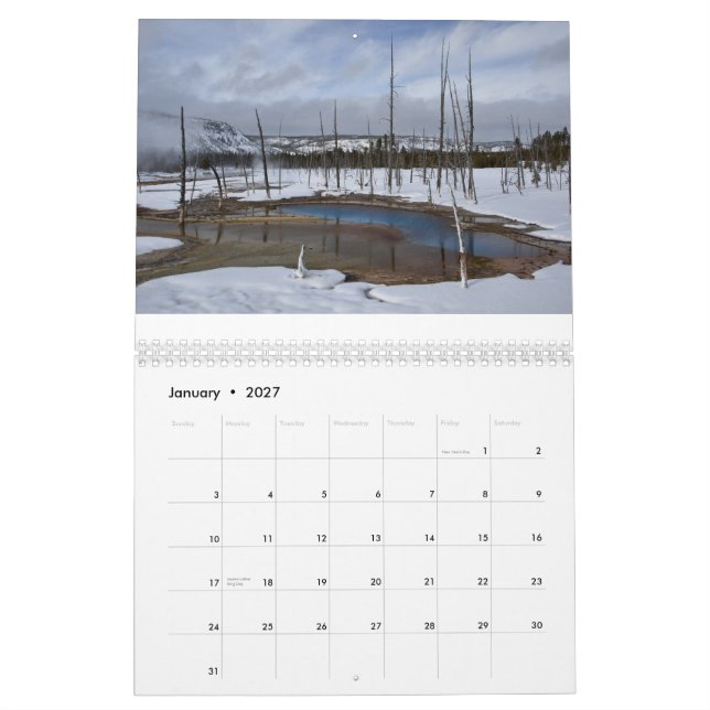 Calendário Yellowstone e Tetons (Jan 2027)