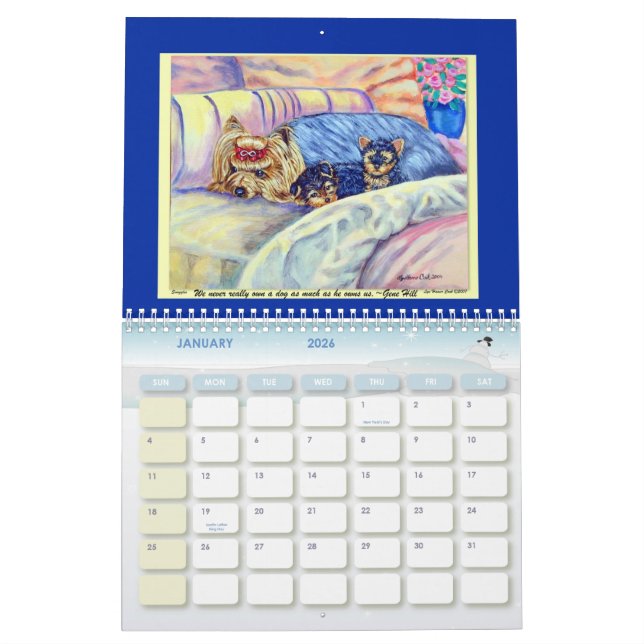 Calendário  Yorkshire Terrier (Jan 2026)