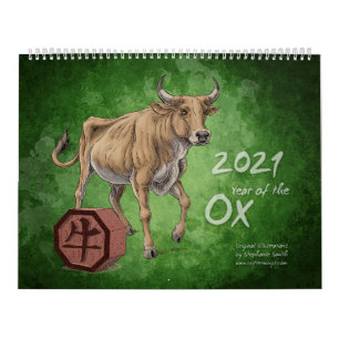 Calendário Zodíaco chinês 2021: Ano do Trabalho de arte de