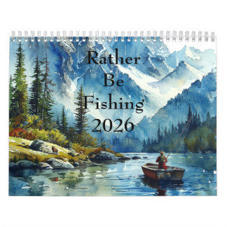 Calendários de Parede de Aquarela Rather Be Fishin