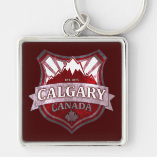 Calgary Canada red grunge shield chaveiro