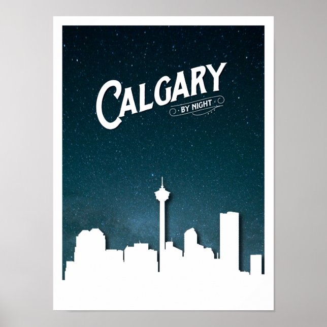 Calgary skyline à noite - Poster (Frente)