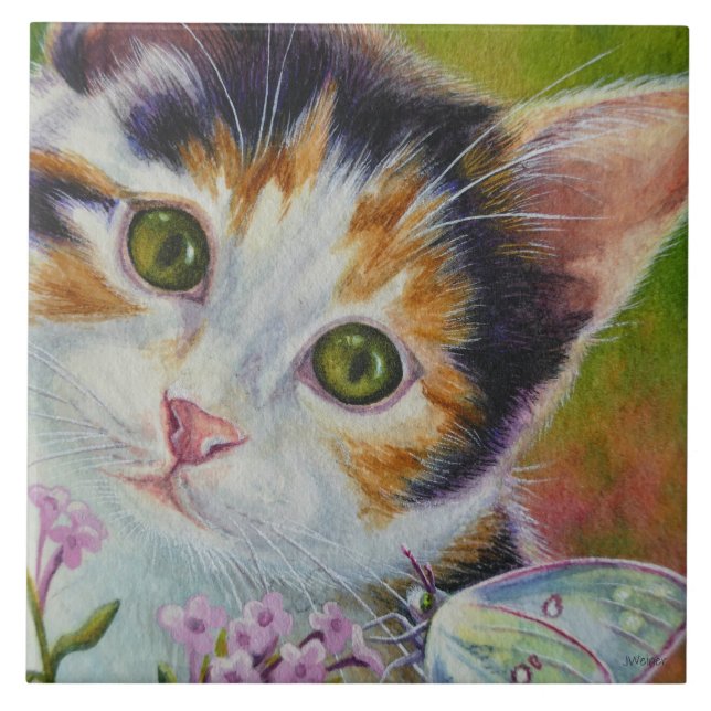 Calico Kitten e Sulfur Butterfly Art (Frente)