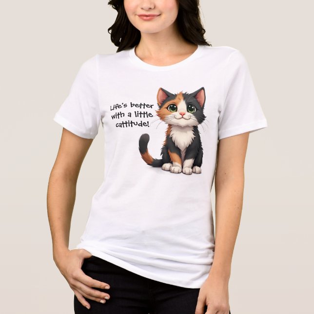Calico Kitten Whimsical com Cattitude (Frente)