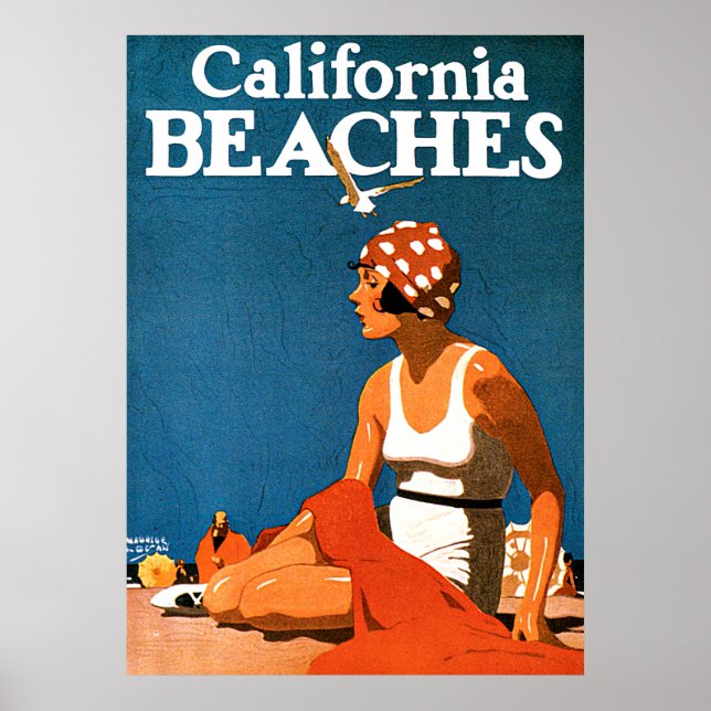 California Beaches Posters Viagens vintage (Frente)
