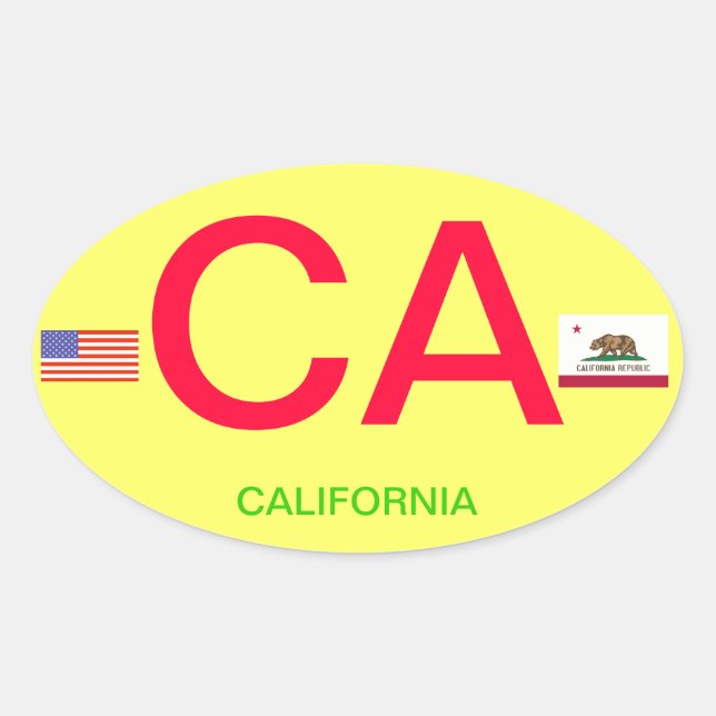 California* Estilo Europeu - Adesivo Oval (Frente)