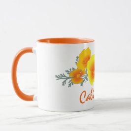 California Poppy Buquê com caneca de texto da Cali