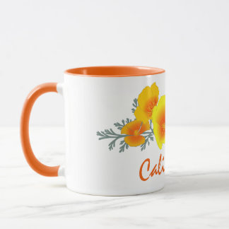 California Poppy Buquê com caneca de texto da Cali